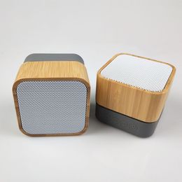 Bamboo Bluetooth speaker, solid wood, small square wireless speaker with radio/audio input/card insertion lighting function