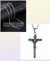 Unisex Men039s Stainless Steel Pendant Necklace Christian Cross Crucifix Jesus Patron Saint with Rolo Chain5042668