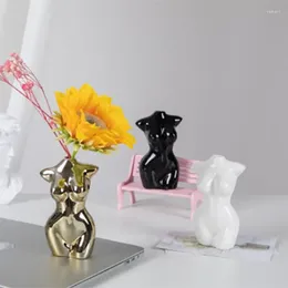 Vases Nordic Ins Woman Body Sculpture Ceramic Living Room Office Desktop Flower Arrangement Art Vase Home Decoration Accessories