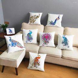 Pillow Super Soft Short Plush Square Cover Cartoon Coloful Peacock Print Covers Throw Case Home Decor Pillowcase