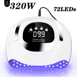320W LED UV Light Dryer for Nails Gel Polish with 72 LEDs 4 Timer Setting LCD Display Screen Auto Sensor Professional Nail Light 240507