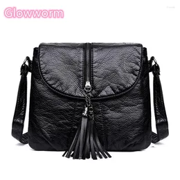 Shoulder Bags Soft Leather Women Bag Metal Tassel Decor Handbags Lady Crossbody Messenger Female Purse Tote