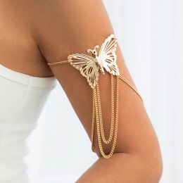 Boho Exquisite Big Butterfly Tassel Arm Chain Bracelet Women Wedding Bridal Vintage Adjustable Bracelets Hand Jewellery