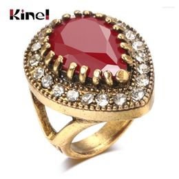 Cluster Rings Kinel -Selling Vintage Wedding Antique Gold Big Water Drop Finger For Women Boho Ethnic Engagement Jewelry