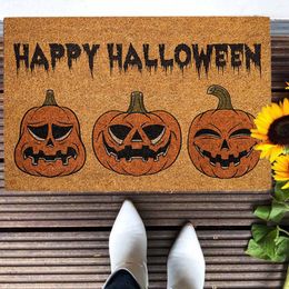 Carpets Halloween Pumpkin Welcome Doormat Non Slip Backing Funny Rug Mat For Indoor Outdoor Decoration