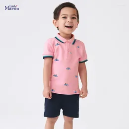 Clothing Sets Boys Suit Summer Middle And Small Children POLO Shirt Two-piece Lapel Printed Cotton Children's