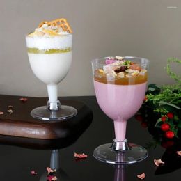 Disposable Cups Straws 25pcs Small Wine Glass Hard Plastic Aviation Cup Mousse Cake Pudding Ice Cream Dessert Goblet Champagne