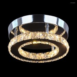 Ceiling Lights Modern K9 Crystal LED Fixtures Lustre Stainless Steel Round Lamp Plafon For Bedroom Kitchen Barthroom