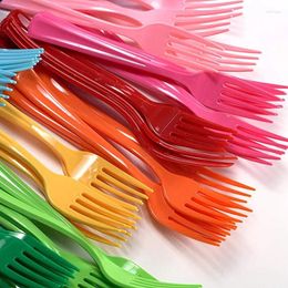 Disposable Flatware Eco-Friendly Solid Color Plastic Cutlery Pink Blue Yellow Knives Spoons Forks Wedding Birthday Party Picnic Supplies