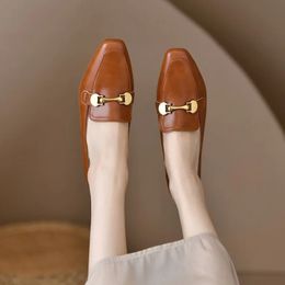 Sapatos Feminino Retro High Heels Shoe Women Autumn Thick Heel Leather Soft Single Mary Jane 240514
