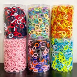 Hair Accessories 100 pieces of Colourful basic nylon earrings suitable for girls ponytails buttons rubber bands childrens fashion baby hair accessories d240513