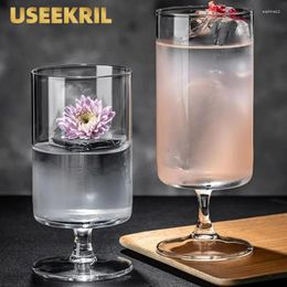 Wine Glasses Ultra-thin Straight Cocktail Cups Transparent Goblet Simple Short Champagne Glass Cup Japanese Juice Bubble