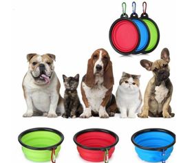 Travel Collapsible Pet Dog Cat Feeding Bowl Water Dish Feeder Silicone Foldable 9 Colours To Choose DHL1688467