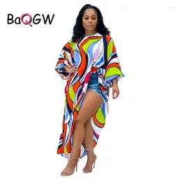 Casual Dresses BaQGW Women Vintage Striped Print Long Sleeve Autum Dress Fashion Loose Style Split Irregular Party Club Vestido