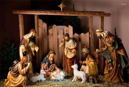 Tapestries Christmas Manger Scene Figurines Jesus Mary Sheep And Magi Belief The Nativity Storey Christ Child Wall Art