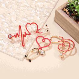 Brooches 3 Pcs Stethoscope Brooch For Bags Heart-shaped Collar Pins Clothes Nurses