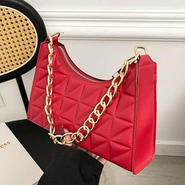 Shoulder Bags 2024 Women's Diamond Pattern Bag Trend Chain Underarm Fashion Texture Solid Colour Handbag Female Shopping