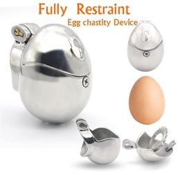 CHASTE BIRD Stainless Steel Male Egg-Type Fully Restraint Device Two Types Cock Cage Penis Ring Bondage Belt Sex Toys 2103244877783