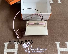 Handbag Keliys Genuine Leather 7A Bag Mini 2nd Generation 19cm Cream White I2 Mix Water Pink 3Q Chevre Goat Skin Silver Button