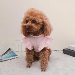 Dog Apparel Shirt Round Neck Easy-wearing Dress Up Pet Cat Bowknot Summer Clothes Pullover Supplies