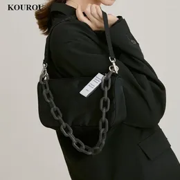 Shoulder Bags Korea Bag Female 2024 Korean Version Of The Baguette Diagonal Acrylic Chain Nylon Underarm