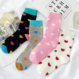 Women Socks Men Husband Cute Novelty Funky Funny Loving Red Pattern Cotton Crew Sock Street Tide Gift