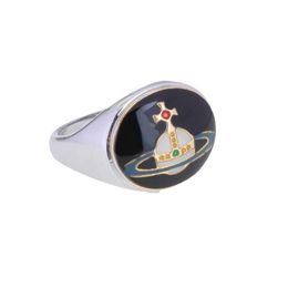 Brand Westwoods Lacquered Enamel Saturn Ring Light Luxury Cold Wind Star Couple Fashion Nail