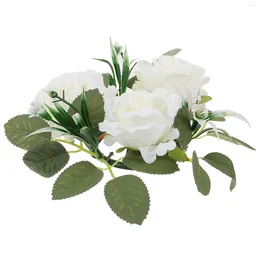 Decorative Flowers Rose Wreath Fake Wedding Decorations Centerpieces For Tables Silk Cloth Ring Floral Rings