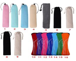 Reusable Bag For Stainless Steel Metal Bamboo Drinking Straw Cutlery Travel Camping Chopsticks Spoon Fork Knife Storage Bag8870285