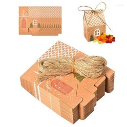 Gift Wrap Mini Christmas Bag 50pcs Kraft Paper Box For Gifts Tabletop Ornaments Chocolate Candy Cookies Toys Bracelets