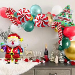 Party Decoration Christmas Balloon Wreath Arch Set Red And White Candy Balloons Tree Santa Claus Aluminum Foil