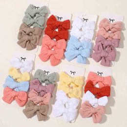 Hair Accessories 4pcs/set Solid Cotton Hairclips for Kids Soft Bowknot Hairpins Girls Lovely Headwear Boutique Baby New Year Hair Accessories