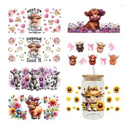 Window Stickers UV DTF Cut Cows Animal Wearing Hats Butterfly Multicolor Baby Pillows For 16oz Libbey Glasses Wraps Bottles Cup D15808