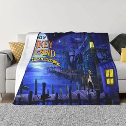 Blankets The Secret Of Monkey Island Plaid Blanket Flannel Printed Video Games Portable Warm Throw For Home Car Plush Thin Quilt