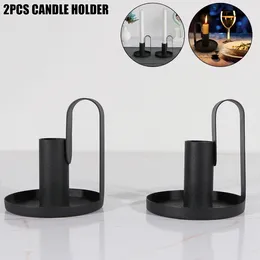 Candle Holders 2Pcs Retro Iron Candlestick Taper Holder Decorative Candelabra Dining Room Stand Christmas Party Decor