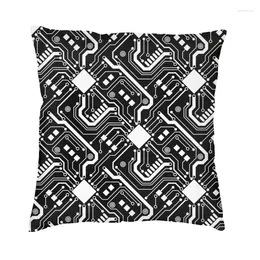 Pillow Modern Black White Circuit Board Sofa Cover Soft Computer Motherboard Programmer Tech Case Decoration