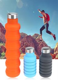 500ML Portable Silicone Water Bottle Retractable Folding Coffee Bottle Outdoor Travel Drinking Collapsible Sport Drink Kettle Pref8525752