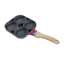 Pans Breakfast Fryings Cookware Aluminum 4 Hole Cooking Nonstick Eggs Pancake Steak Reliable Kitchen Tool R7UB