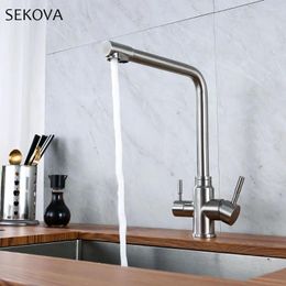 Kitchen Faucets 304 Stainless Steel And Cold Faucet With Filtered Water Drinking Sink Tap Rotation Mixer