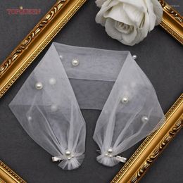 Headpieces TOPQUEEN VA17 Bridal Elegant White Lace Hair Accessories Hand Beaded Super Soft Wedding Headwear Headdress