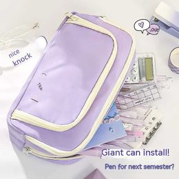 Pencil Bags Large capacity multi-layer pencil case simple and multi-purpose student stationery box and makeup storage bag