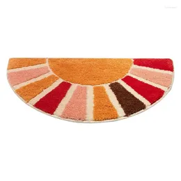 Bath Mats Half Circle Sun Rug Soft Absorbent Non-Slip Round Shower Mat 16x30in Semi Water For