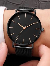Wristwatches European And American Simplicity Watch Vintage Mesh Belt Ultra-thin FashionLuxury Man Wrist Watches For Sports Running Business