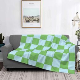 Blankets Plaid Checkerboard Blanket Sofa Cover Fleece Autumn/Winter Blue And Green Super Warm Throw For Bedding Outdoor Quilt