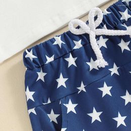 Clothing Sets Baby Boy 4th Of July Outfits USA Short Sleeve T-Shirt Tops Stars Stripes Shorts Toddler Independence Day Clothes