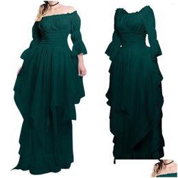 Casual Dresses Vintage Victorian Medieval Dress Women Renaissance Gothic Cosplay Halloween Costume Prom Princess Gown Party Drop Del Dhn6V