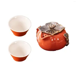 Teaware Sets Ceramic Teapot Set Gift Box Persimmon Shaped Drinkware Tea Pot For Table