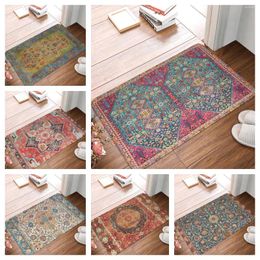 Bath Mats Bohemian Style Mandala Pattern Printed Flannel Floor Mat Bathroom Decor Carpet Non-Slip For Living Room Kitchen Welcome Doormat