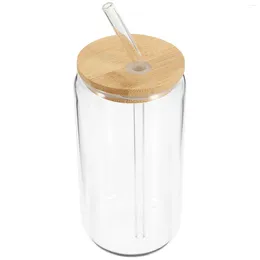 Wine Glasses High Temperature Resistance Bamboo Lid Drink Cup Travel Coffee Mugs Clear With Rubber Drinking Lids