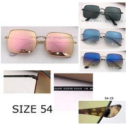 top quality Square metal Sunglass for Women Men gradient Fashion Shades uv400 glass lens gafas sunglasses size 54mm with box leath7869093